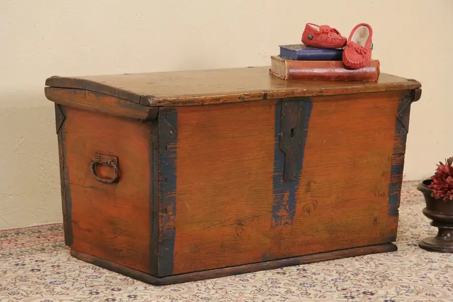 Main image of Swedish 1840's Pine Immigrant Chest or Trunk, Coffee Table