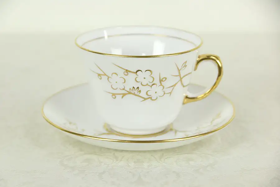 Main image of Spode Blanche de Chine Tea Cup & Saucer, Hand Painted England