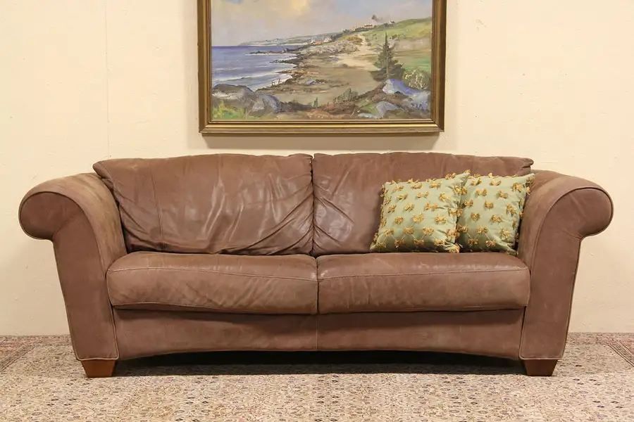 Main image of Brushed Leather Vintage Danish Sofa