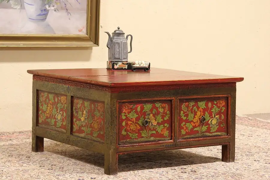 Main image of Chinese Antique 1900 Lacquered Coffee or Cocktail Table