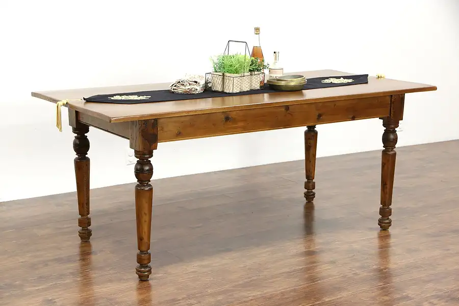 Main image of Country Pine & Maple 1890 Antique Farmhouse Harvest Dining Table