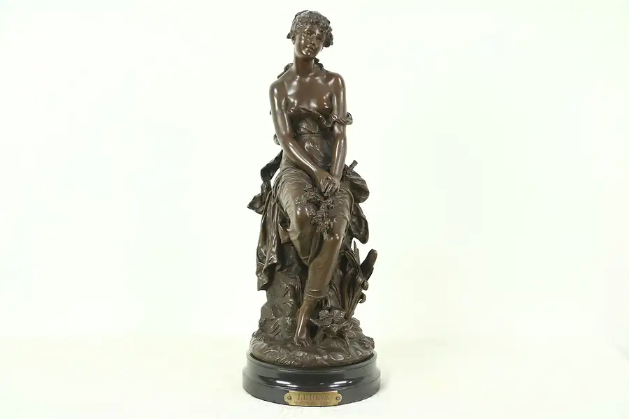 Main image of Bronze Antique Sculpture La Reve or The Dream, Signed Hip. Moreau