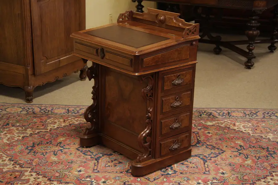Main image of Victorian Antique Ship Captain's or Davenport Desk