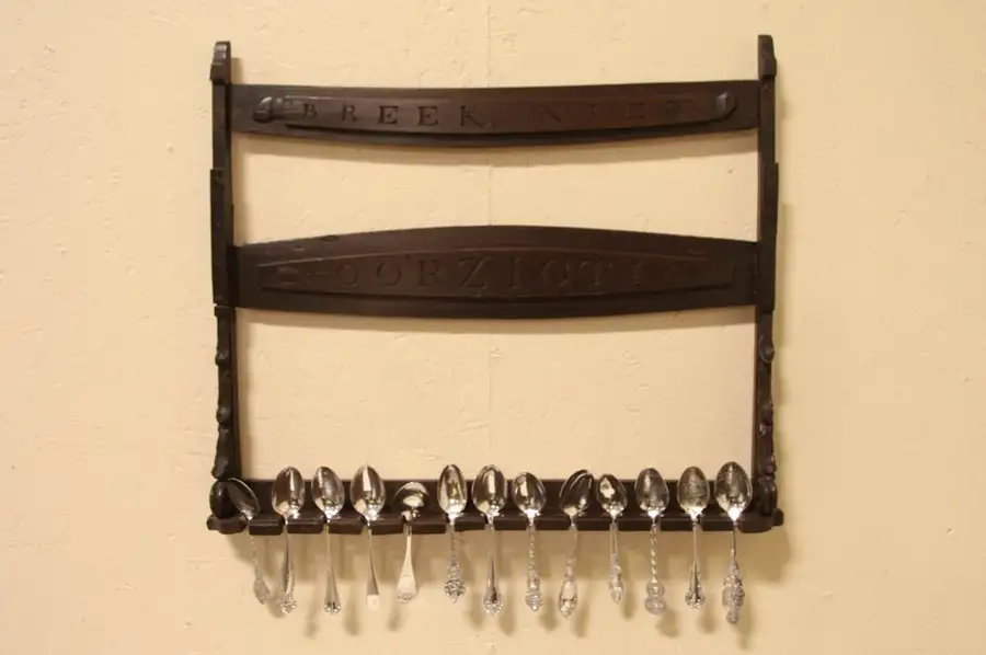Main image of Dutch 1840 Antique Carved Spoon Rack