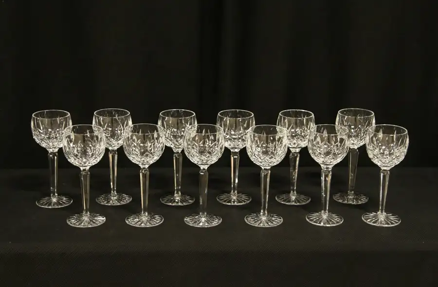 Main image of Set of 12 Waterford Lismore Hand Cut Round Wine Goblets