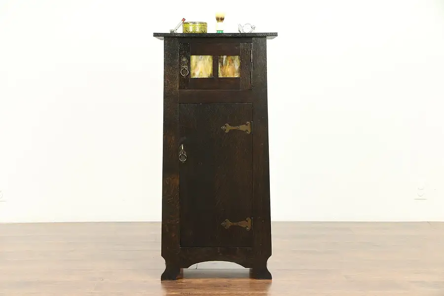 Main image of Arts & Crafts Mission Oak Craftsman Antique Smoking Stand, Bar Cabinet