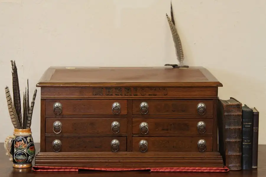 Main image of Merrick Oak Country Store Spool Cabinet Jewelry Cab