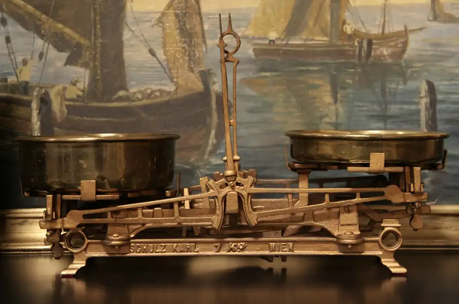 Main image of Vienna 1900 Balance Scale, Brass Pans