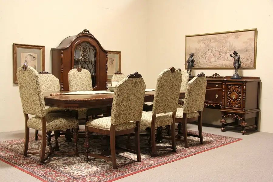 Main image of English Tudor 11 Pc. Dining Set or Group, 8 Chairs