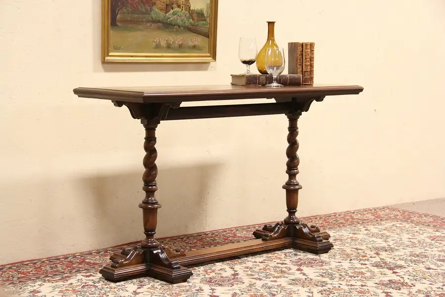 Main image of Kittinger Sofa, Hall or Foyer Table, 1925 Antique with Spiral Columns