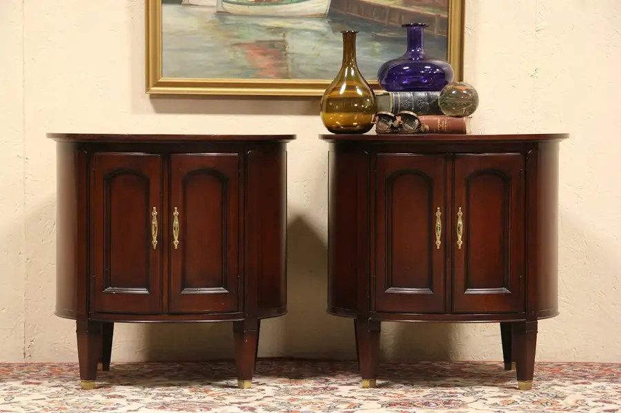 Main image of Pair of Round Vintage Lamp Tables or Nightstands