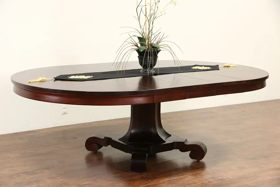 Main image of Empire Mahogany 1900 Antique Round Pedestal Dining Table, 3 Leaves