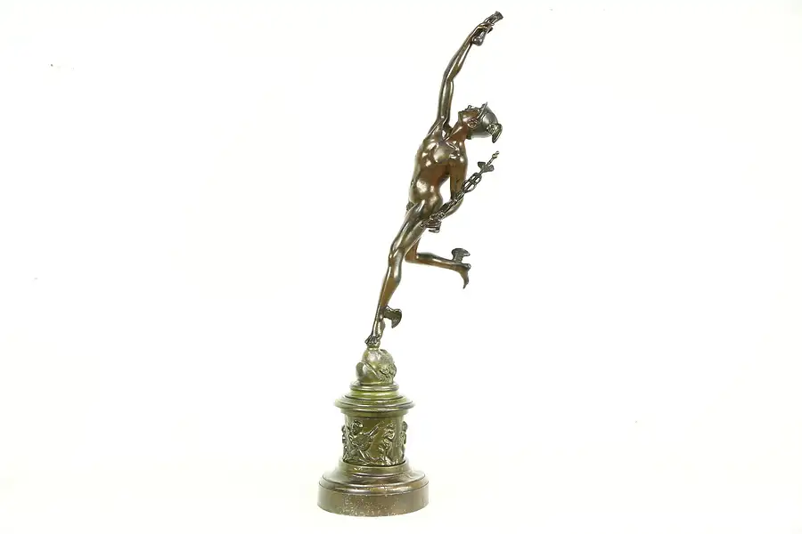 Main image of Mercury Messenger of the Gods Statue Antique 1890's Sculpture after Giambologna