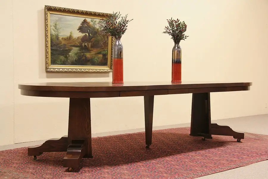Main image of Round Arts & Crafts Mission Oak Dining Table