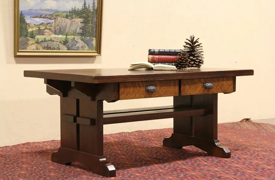 Main image of Arts & Crafts Mission Oak Coffee or Cocktail Table