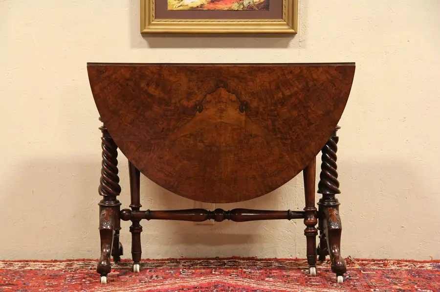 Main image of Victorian Oyster Walnut Gateleg Breakfast, Serving or Sofa Table