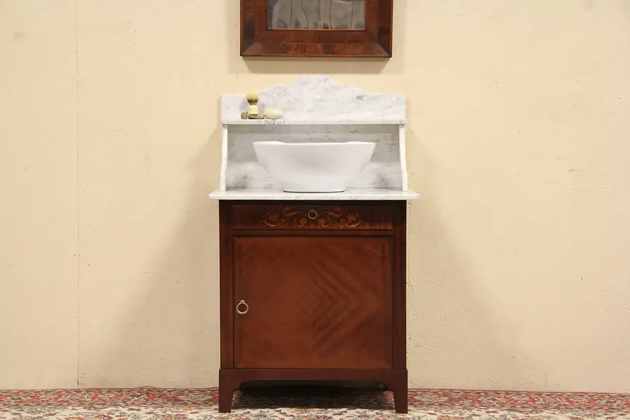 Main image of Marble Top 1900 Washstand, Server, Bar or Vessel Sink Vanity