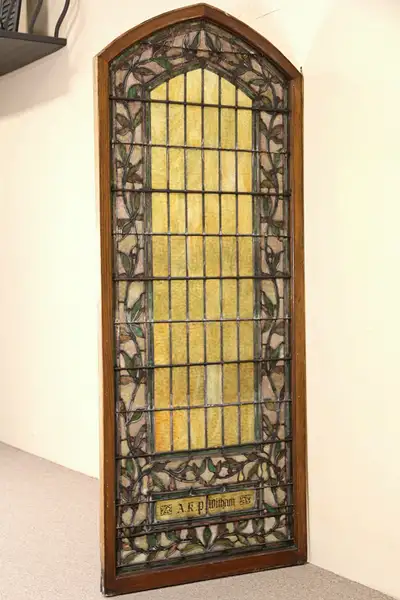 Main image of Leaded Stained Glass Window, 1900 Antique Architectural Salvage