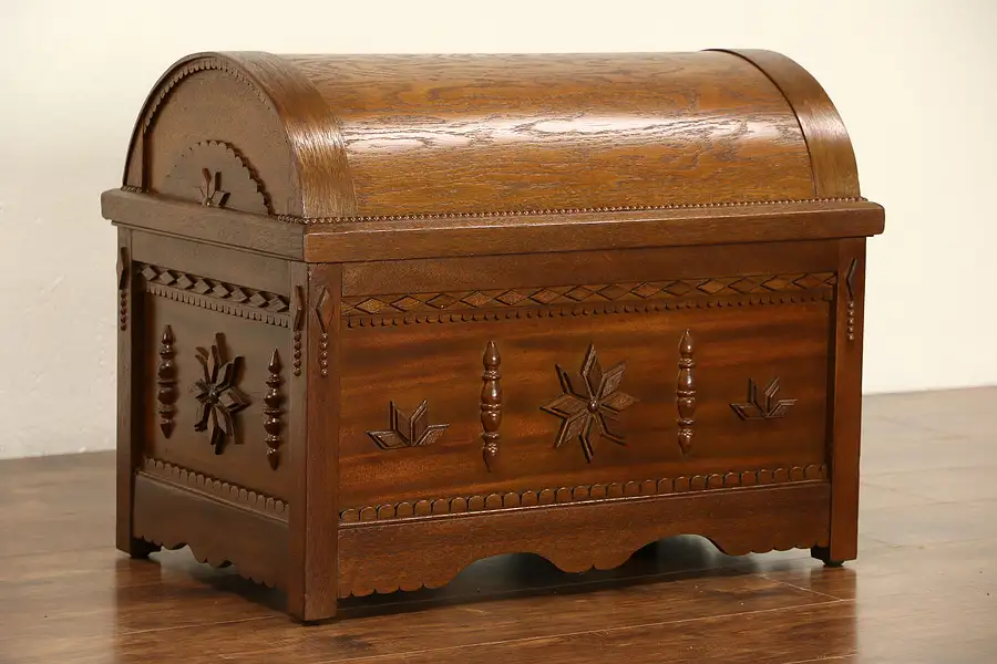Main image of Scandinavian Folk Art Vintage Dome Top Chest or Small Trunk