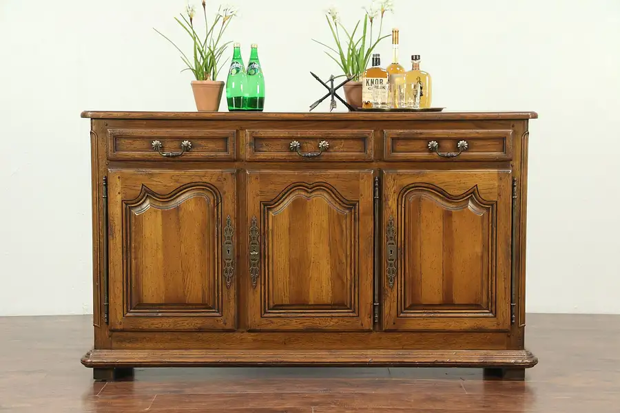 Main image of Country French Oak Sideboard, Server, Buffet or TV Console Cabinet