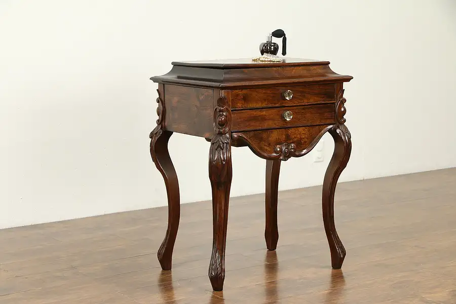 Main image of Victrorian Antique Rosewood Sewing Needlework Stand or Dressing Table