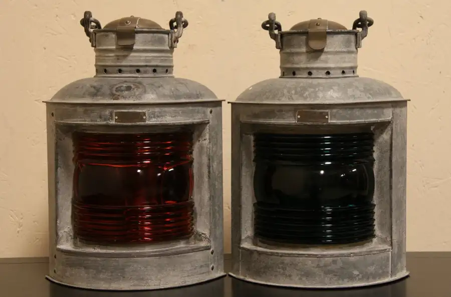 Main image of Pair Perko Red & Green Vintage Ship Lanterns