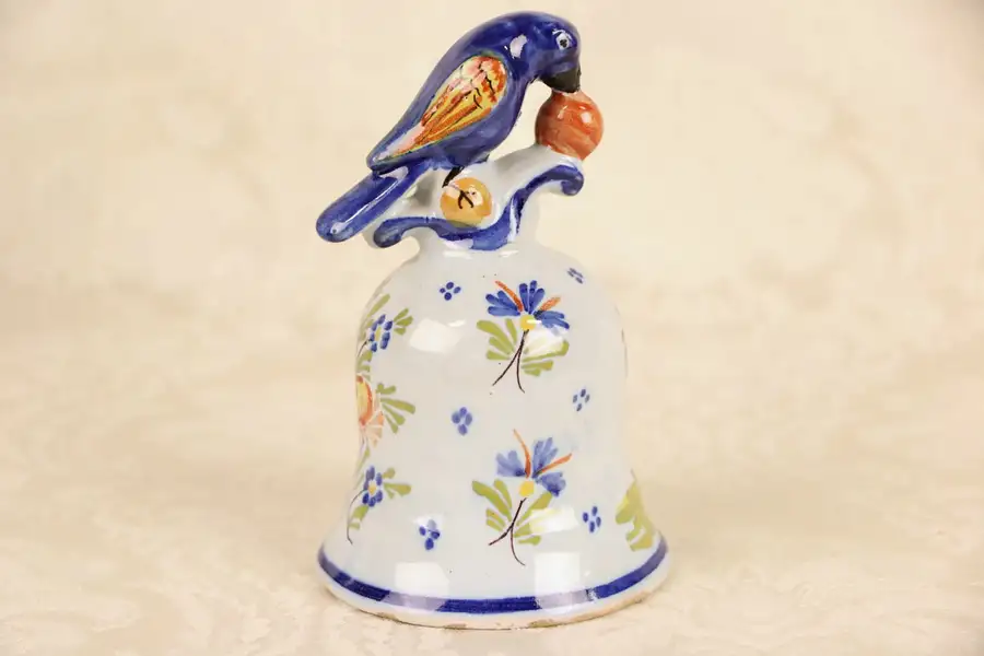 Main image of Quimper Hand Painted Bell from Brittany, France, Minstral Blue