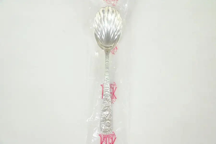 Main image of Repousse Kirk Stieff Sterling Silver Sugar Shell Serving Spoon New in Bag