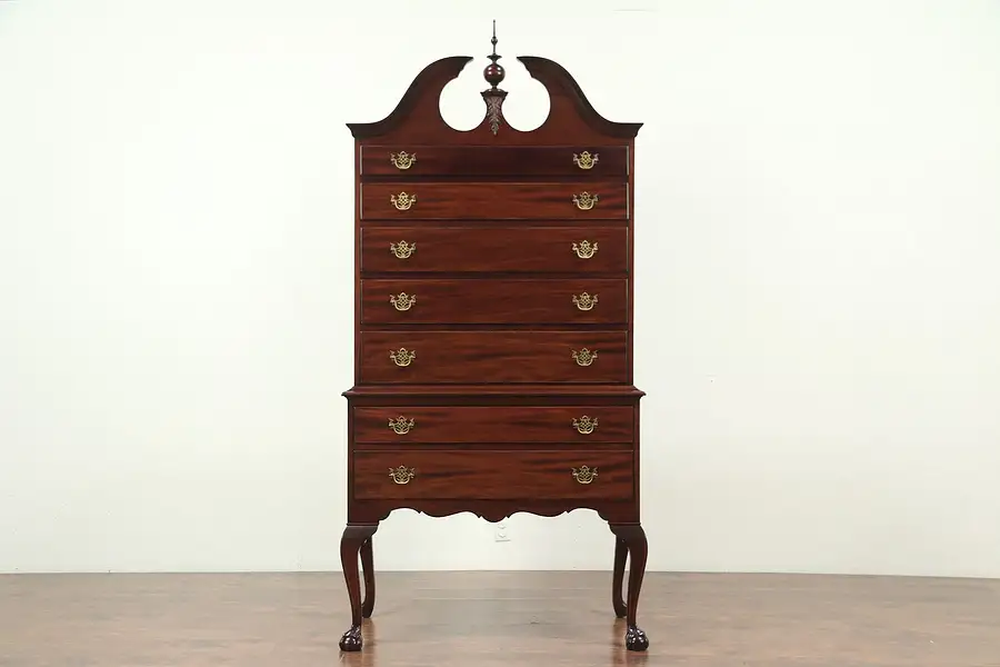 Main image of Georgian Vintage Mahogany Tall Chest on Chest or Highboy, Signed Scott