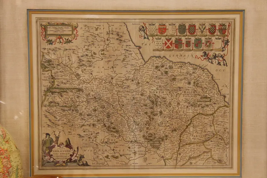 Main image of Colored Blaeu Antique 1645 Yorkshire England Map