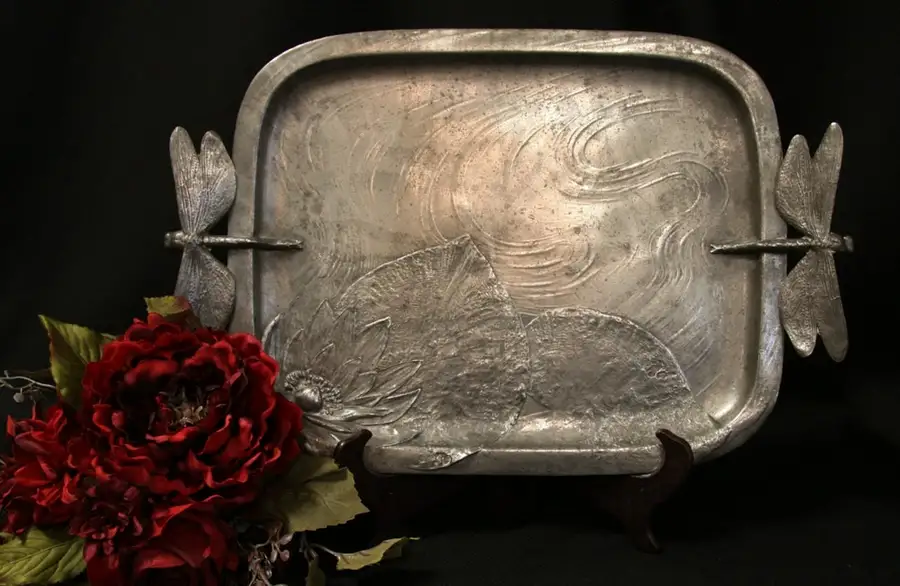 Main image of Art Nouveau Kayserzinn Dragonfly Pewter Tray