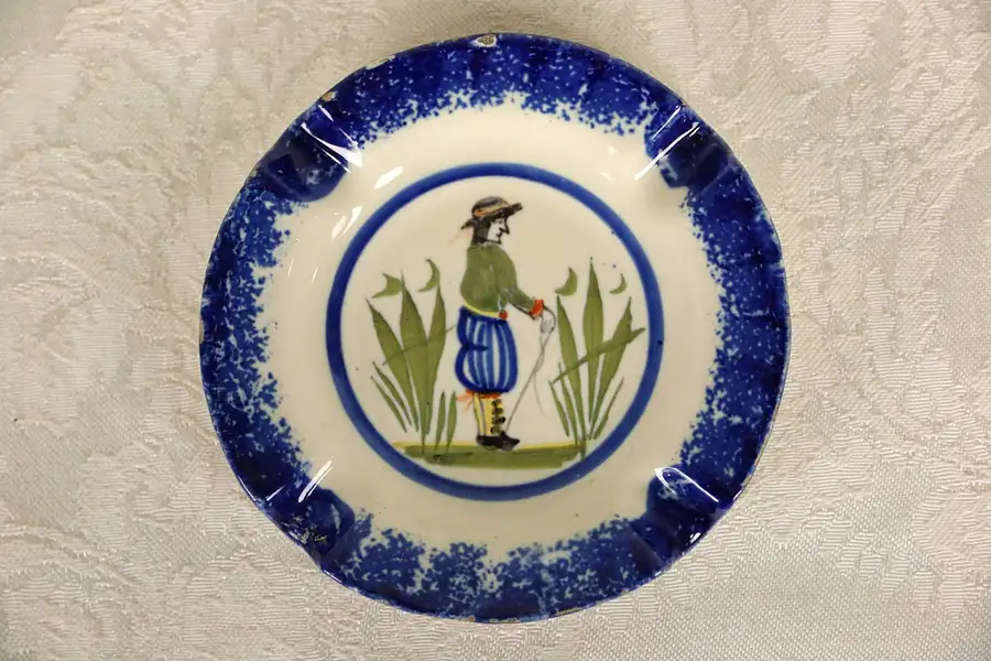 Main image of Henriot Quimper Signed Ashtray, Hand Painted, Brittany, France