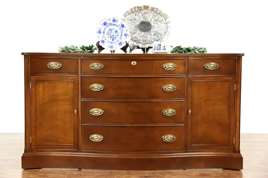 Main image of Traditional Vintage Mahogany Sideboard, Server or Buffet, Serpentine Front