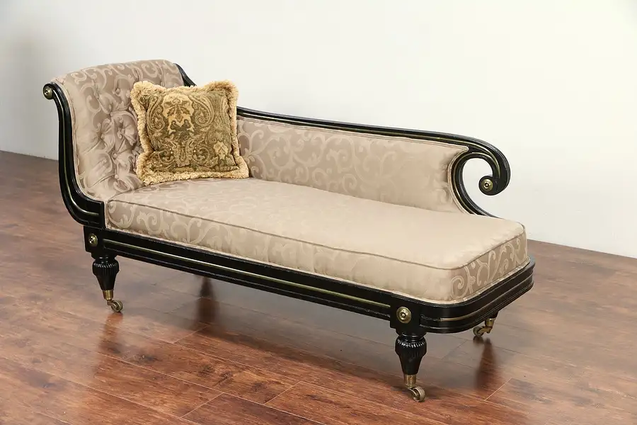 Main image of Regency Antique Recamier, Chaise or Fainting Couch, New Upholstery