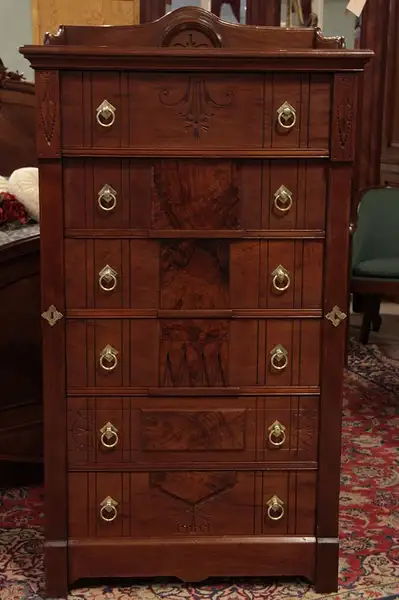 Main image of Eastlake Victorian Sidelock Walnut Tall Chest, 1885