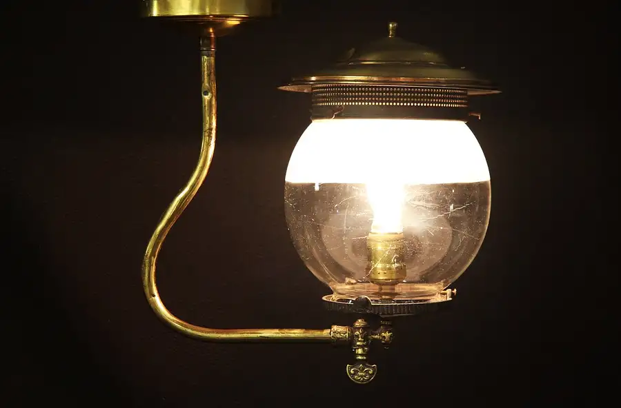 Main image of Victorian Brass Gaslight Electrified Fixture