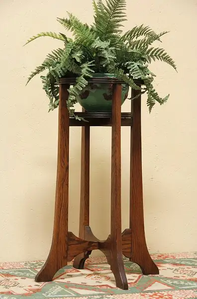 Main image of Arts & Crafts Mission Oak Fern Stand or Plant Pedestal