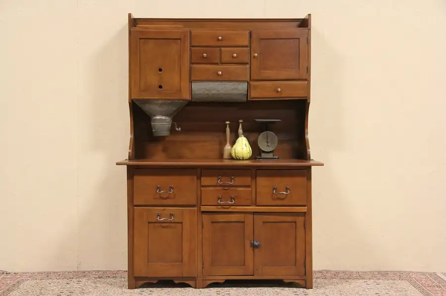 Main image of Hoosier Style 1910 Antique Maple Kitchen Cupboard