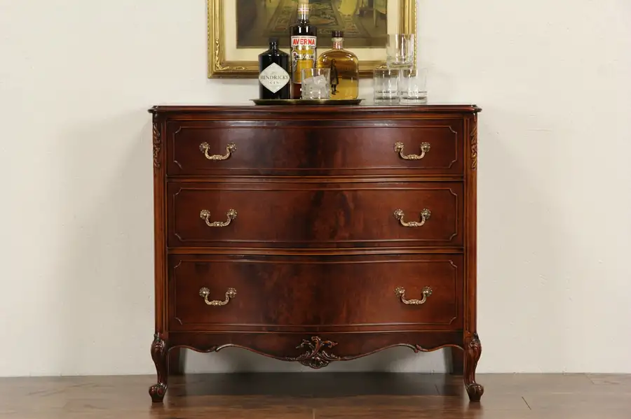 Main image of French Style 1940 Vintage Carved Hunt Board, Small Sideboard, Server or Console