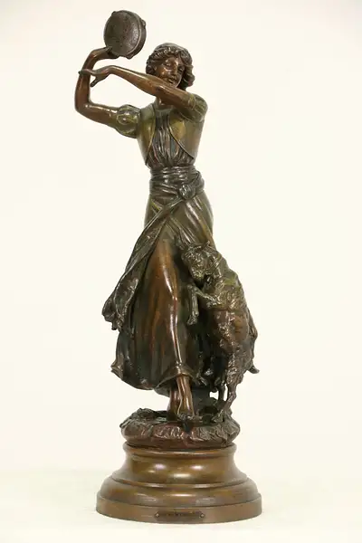 Main image of Esmeralda Statue Signed Scotte 1900 Antique from Hunchback of Notre Dame