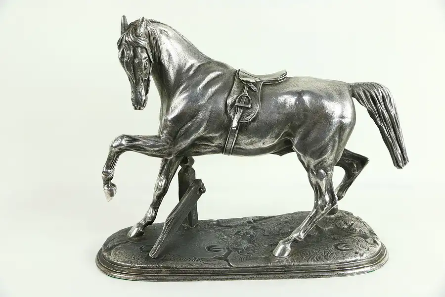 Main image of Pewter Horse Sculpture, 1900's Antique Statue, Signed