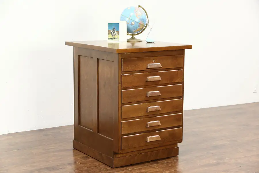 Main image of Maple 1930 Vintage Kitchen Island or Counter, 6 Drawers