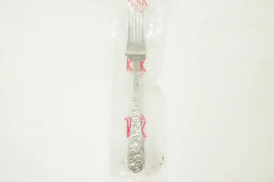 Main image of Repousse Kirk Stieff Sterling Silver Relish Serving Fork, New in Bag,
