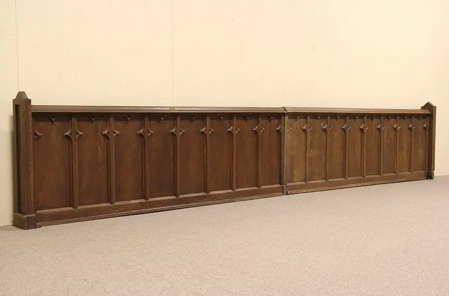 Main image of Architectural Salvage Pair of Gothic Oak Panel Wainscoting