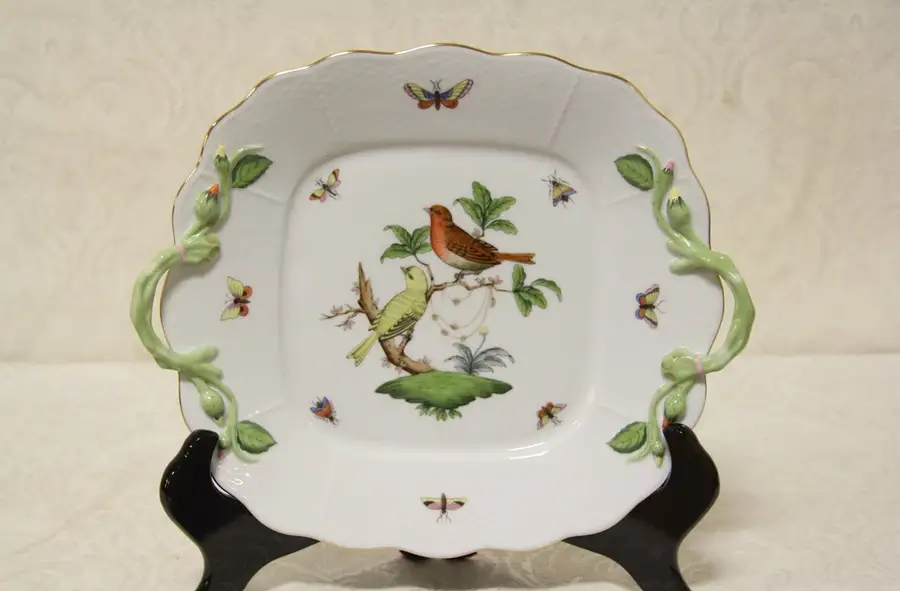Main image of Herend Rothschild Bird Square Cake Plate