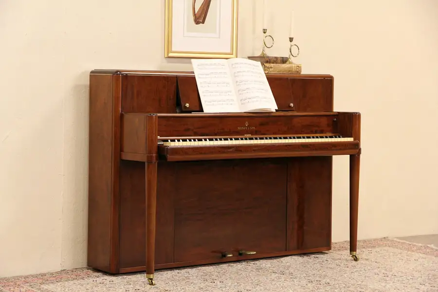 Main image of Steinway Console Upright 41" Midcentury Modern 1942 Vintage Mahogany Piano