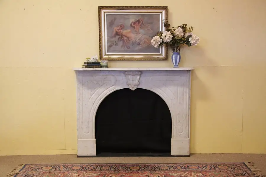 Main image of Victorian 1850's Marble Fireplace Mantel & Surround