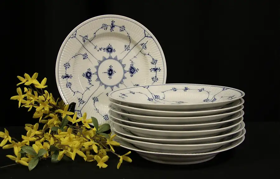 Main image of Royal Copenhagen Set of 8 Blue Fluted Plain 10" Dinner Plates