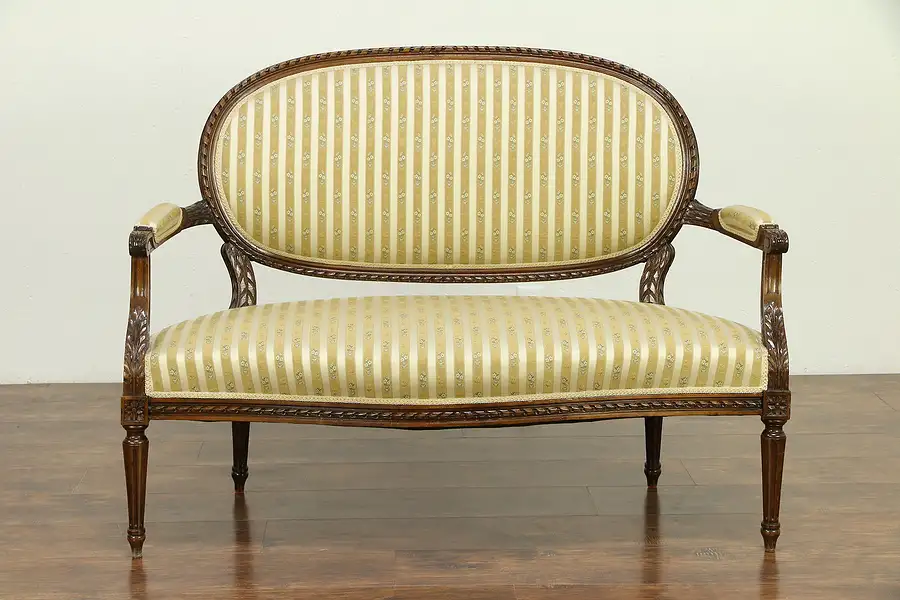 Main image of French Louis XVI Antique Carved Fruitwood Salon Loveseat
