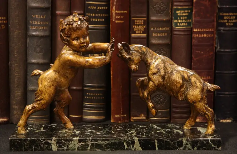 Main image of Sculpture of Satyr God Pan w/ Pipes, Goat Statue